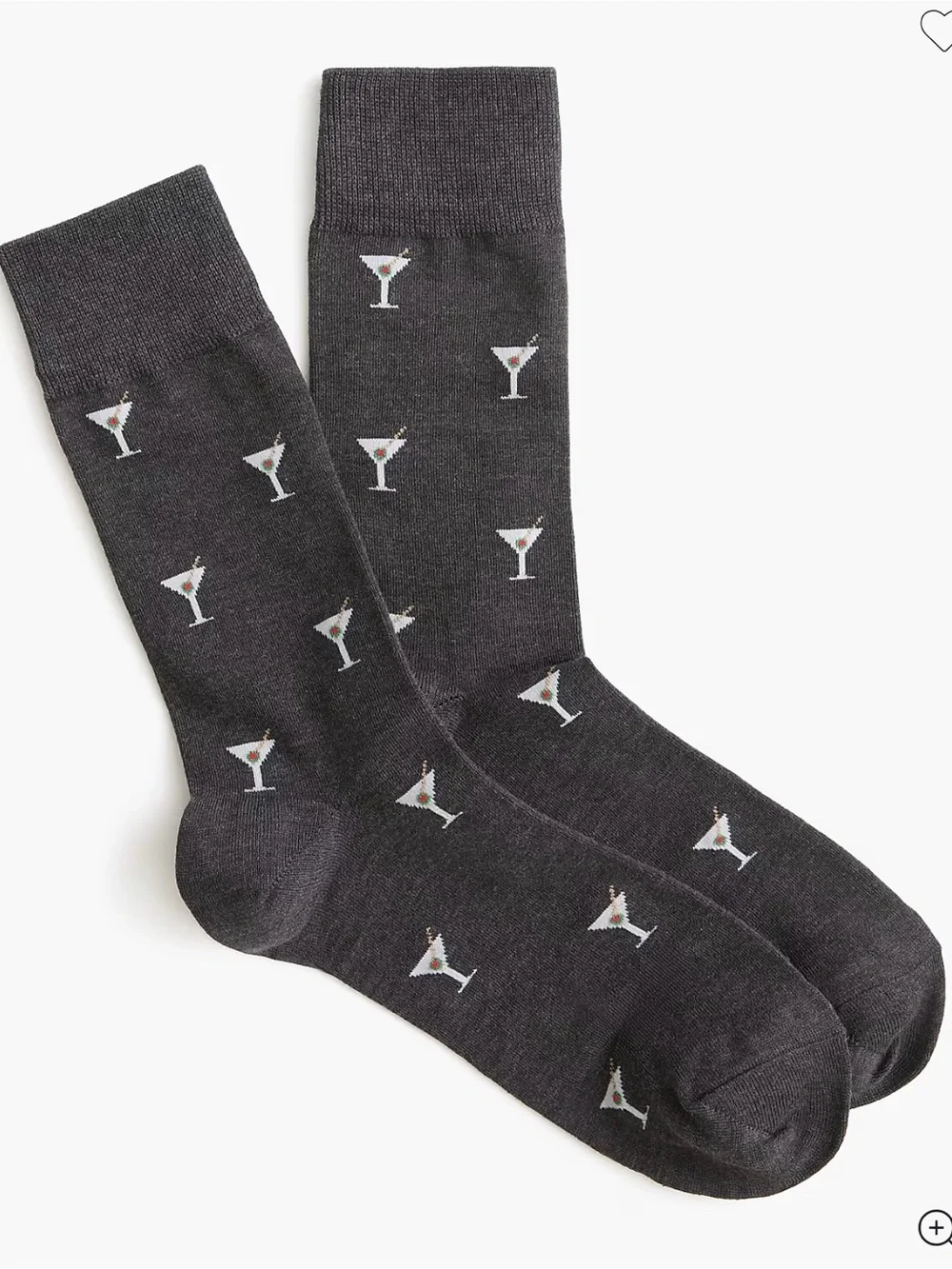 J. Crew Charcoal Martini Pattern Casual Dress Socks
